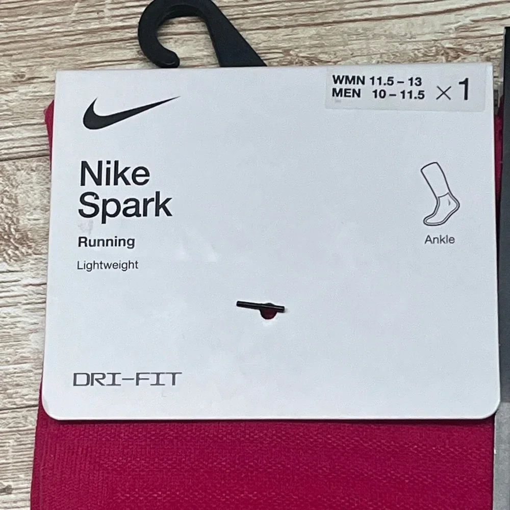 2 pair Nike Spark Ankle Running Socks Men 10-11.5 Dri Fit Lightweight Pink White